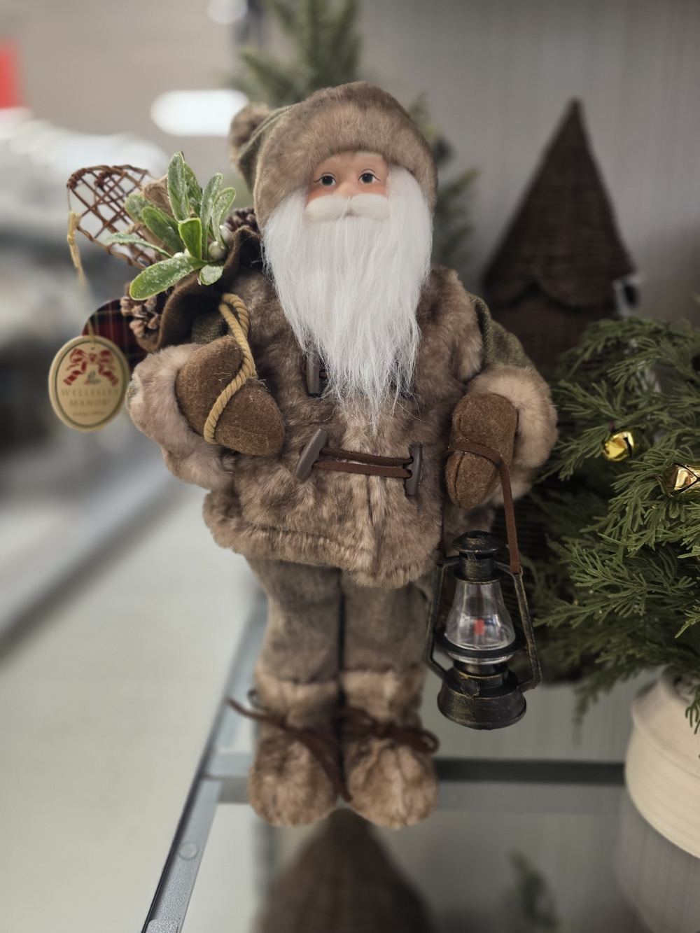 Woodland Santa Holiday Figurine with Lantern-NWT